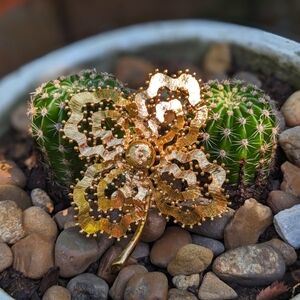 Monet Gold Metal Floral Brooch